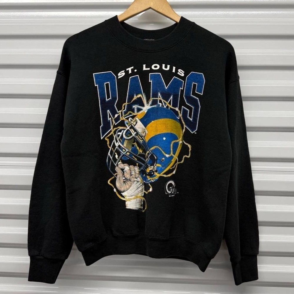 VTG 1995 St. Louis Rams Lightning Helmet Crewneck Sweatshirt Size M